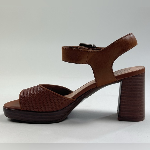 Clarks Ambylyn Faye Brown Tan Leather Womens Block Heel Sandals 26181953 - Picture 4 of 11